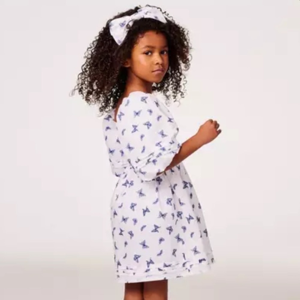 🌺JANIE AND JACK NATALIE BUTTERFLY SMOCKED BUBBLE SLEEVE DRESS🌺